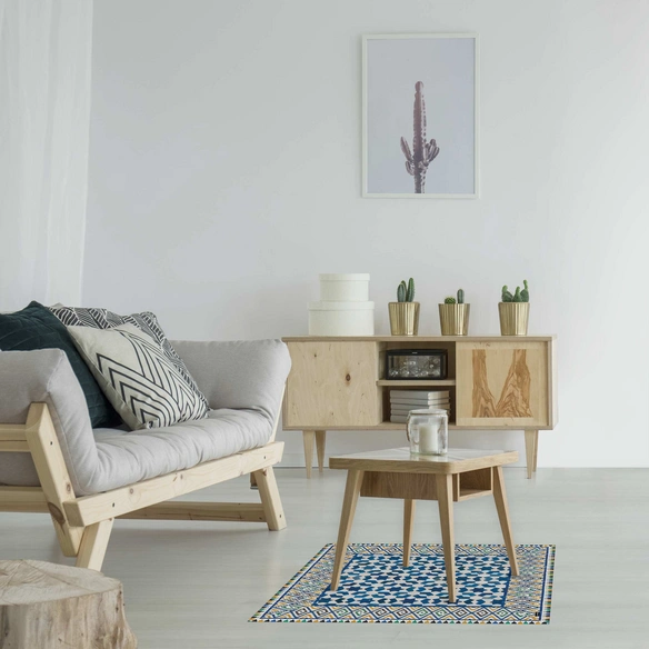 Vinyl Teppich »Enrico«, BxL:68 cm x 68 cm, blau|weiß|grün|orange