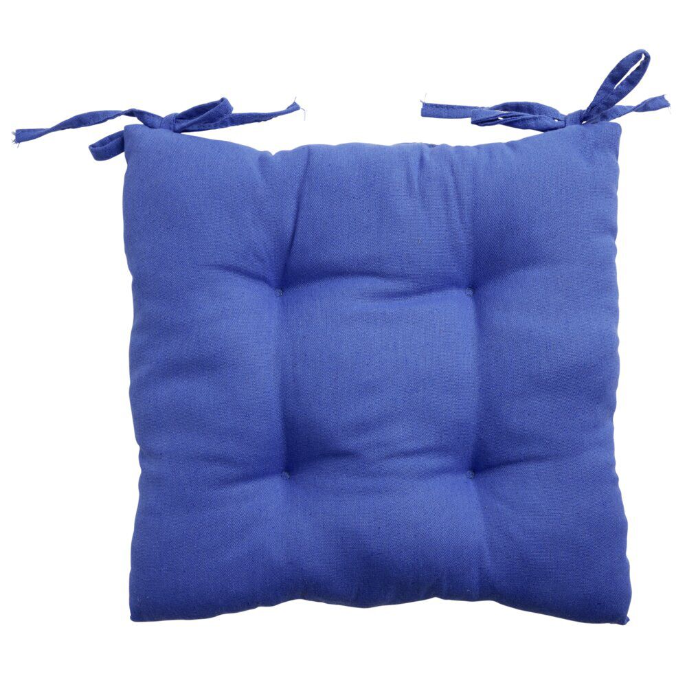 Galette de chaise carrée 38x38cm bleu