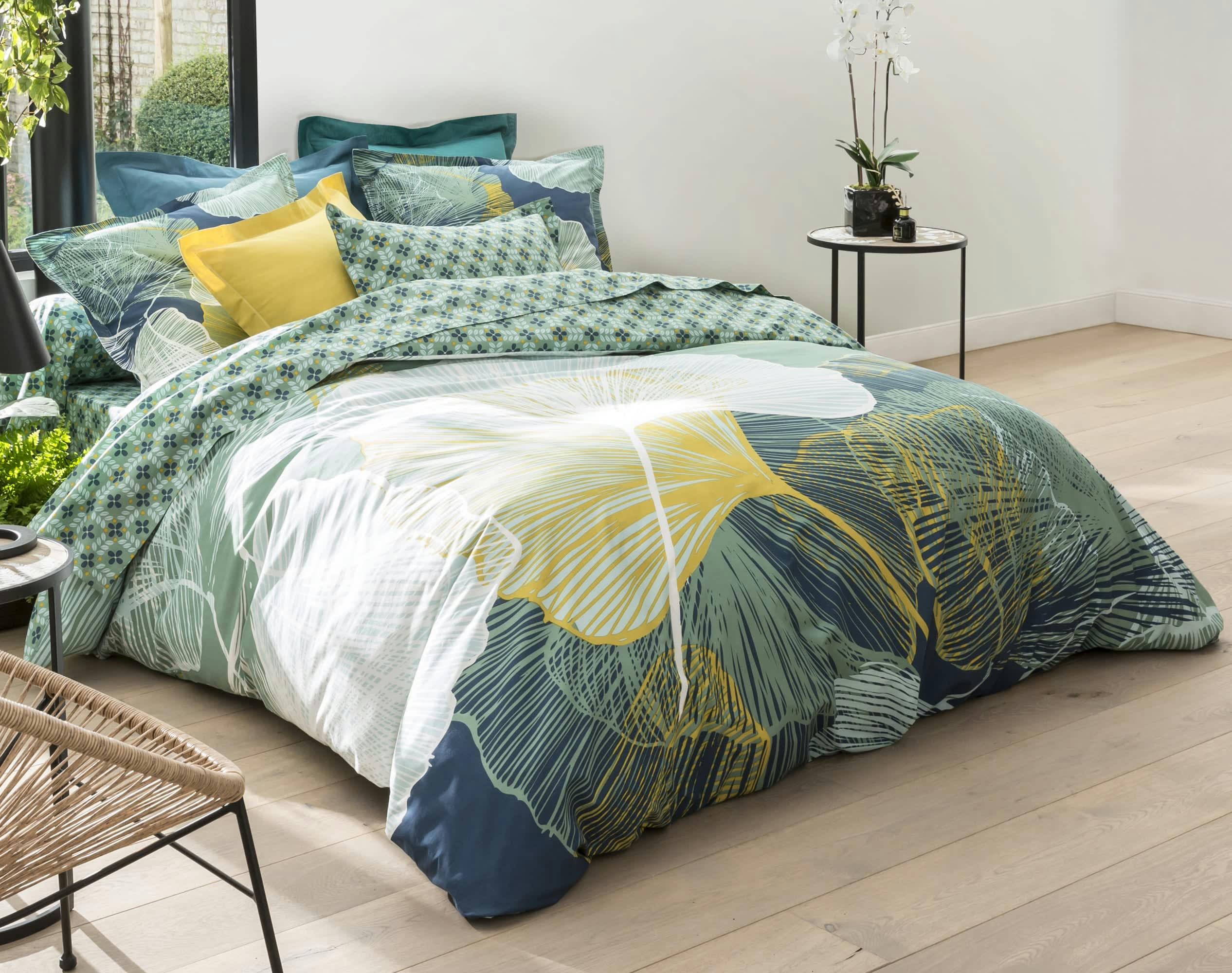 ZENGA - Housse de couette 240x220 vert en coton