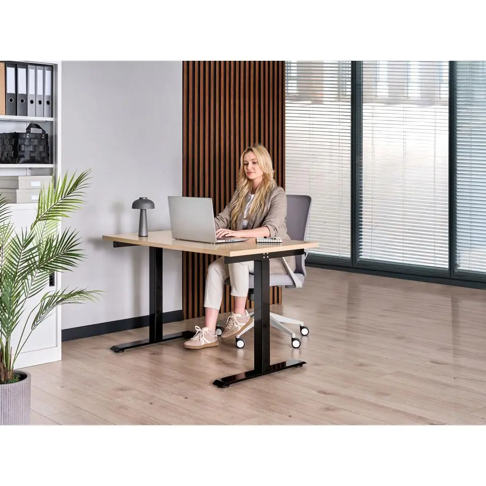 DESTINES - Elektr bureau - Zwart/Lichtbruin - 120 x 60 cm - Vezelplaat