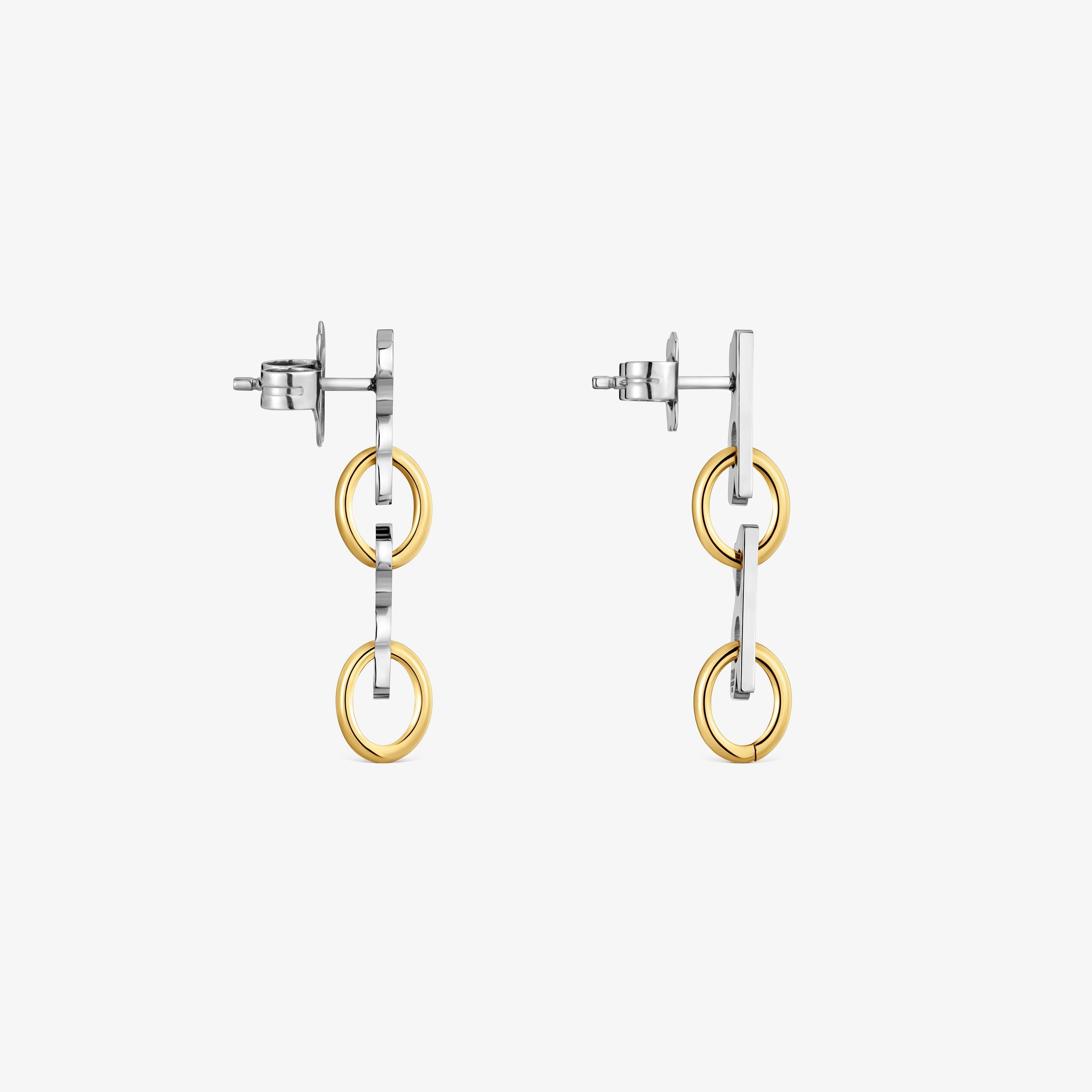 Pendientes cortos oso de acero bicolor 30 mm TOUS Half Bear