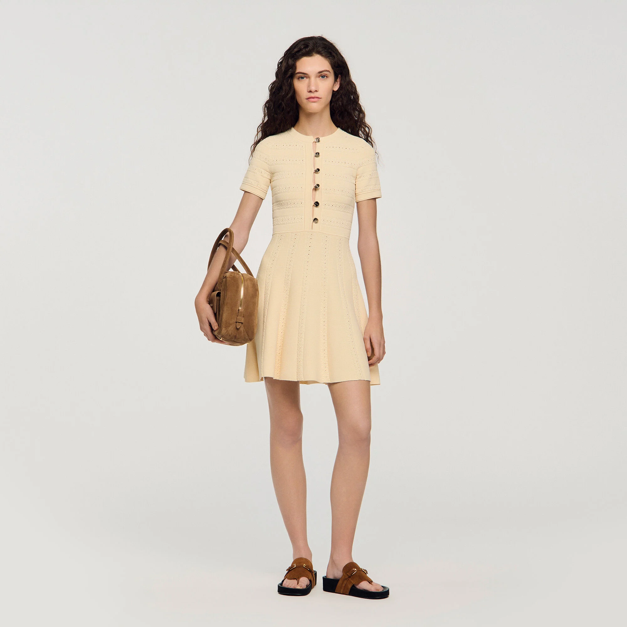 Robe courte en maille imprimé fleur