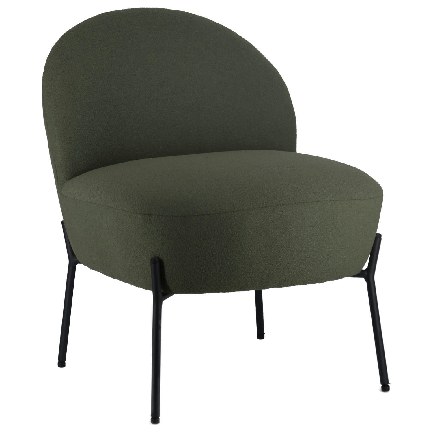 HELMI - Fauteuil en tissu boucle vert kaki