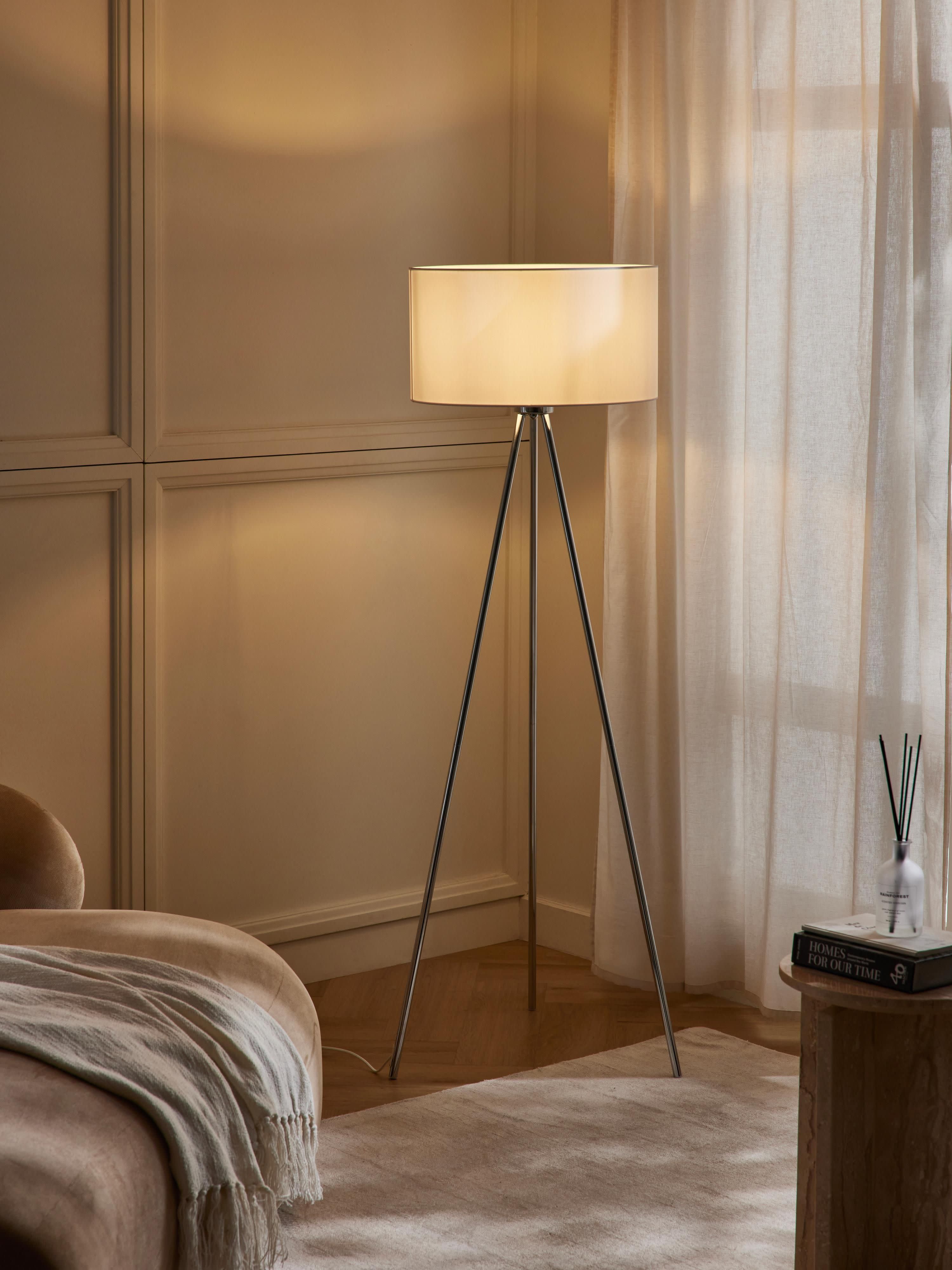 Tripod Stehlampe Cella mit Stoffschirm