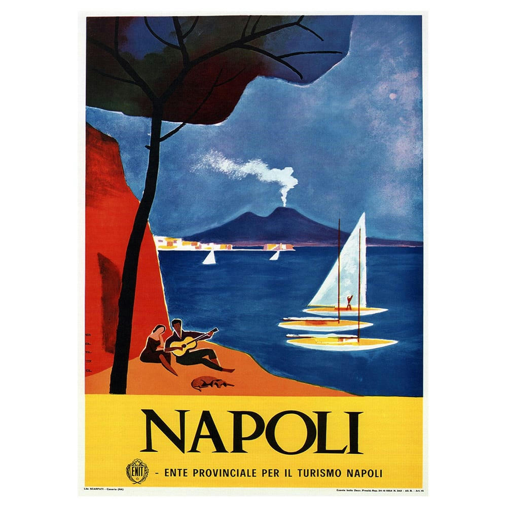- Tableau affiche touristique vintage Napoli 50x70cm