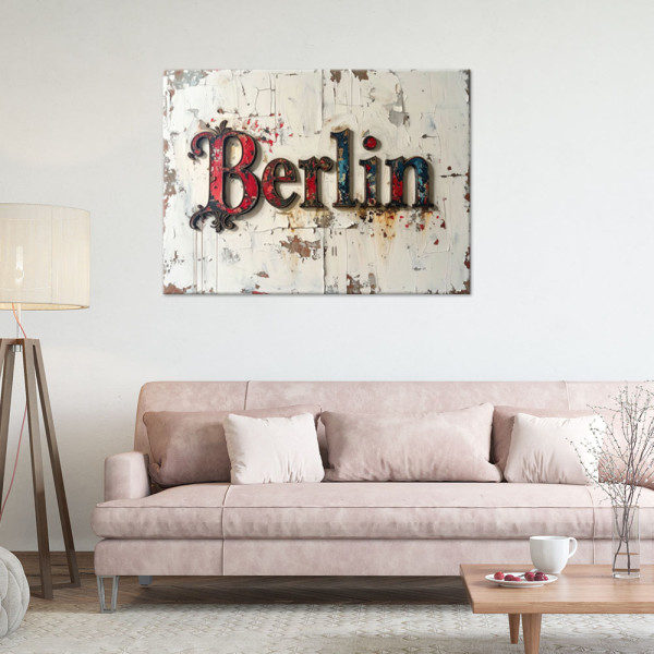 Obraz do salonu biura loftu hotelu, Napis Berlin Typografia imitacja 30x20