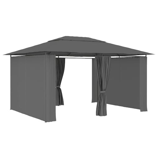 NNEVL Garden Marquee with Curtains 4x3 m Anthracite