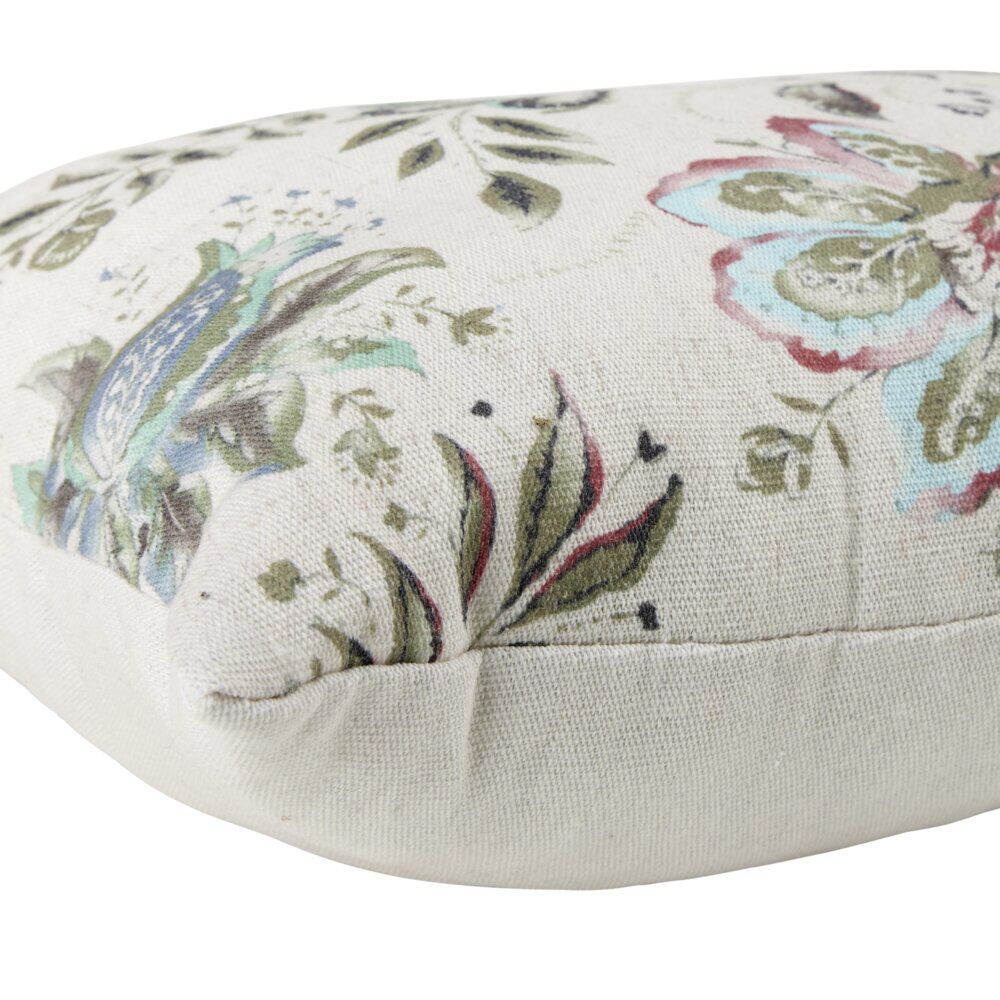 Coussin rectangulaire motif végétal Indie effet toile de jute 30x50cm (2 modèles)