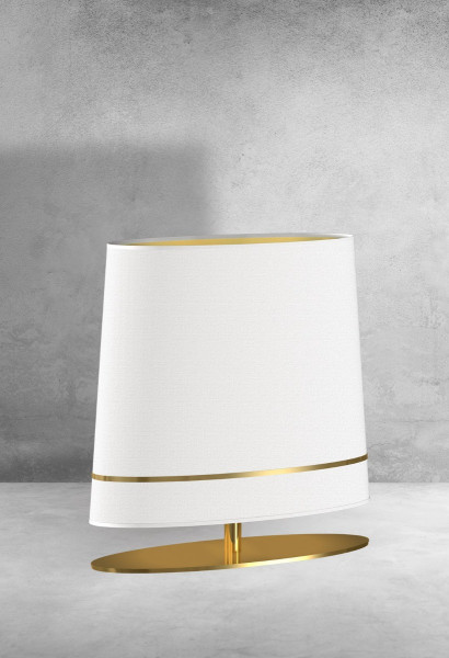 Lampa stołowa z abażurem biało-złota Bootes 1xE27x60W wys:52cm Milagro