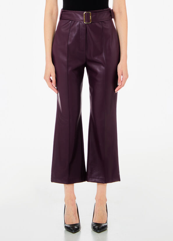 Pantaloni flare in tessuto spalmato