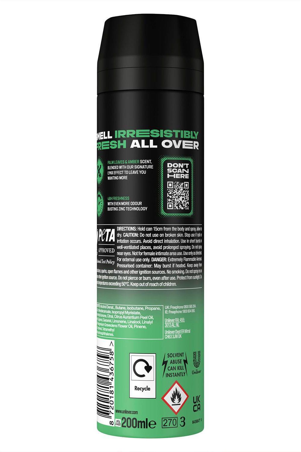 Lynx Jungle Fresh Body Spray XL 48-Hour HD Fragrance Deodorant, 200ml