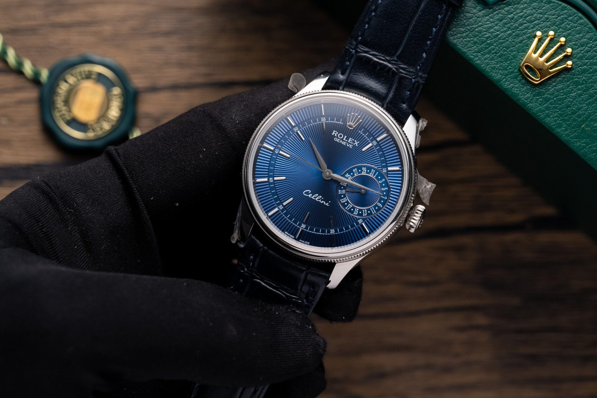 Rolex Cellini 50519 316L Steel Blue Dial 39mm Leather AAA Replica
