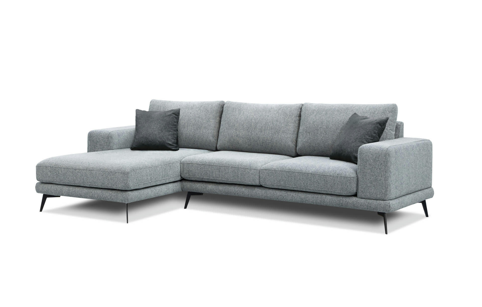 MEDIOLANE - Canapé d'angle gauche 4 places tissu gris clair