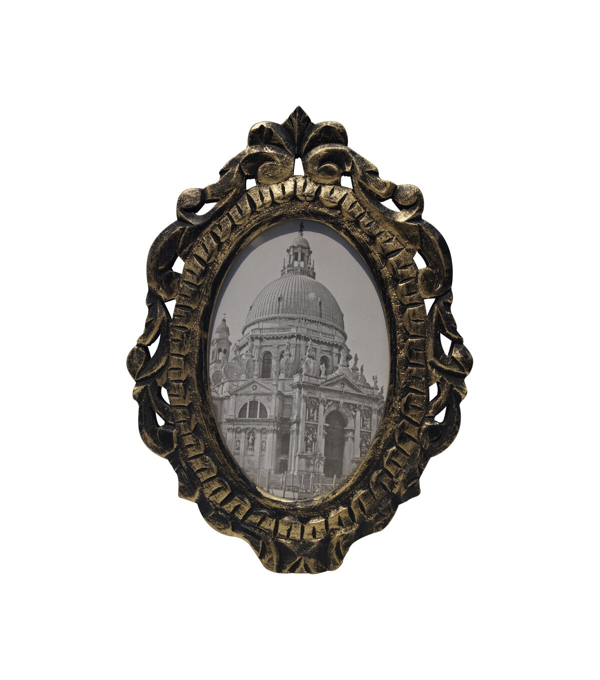 4 x 6 Antique Gold Oval Tabletop Picture Frame by Place & Time