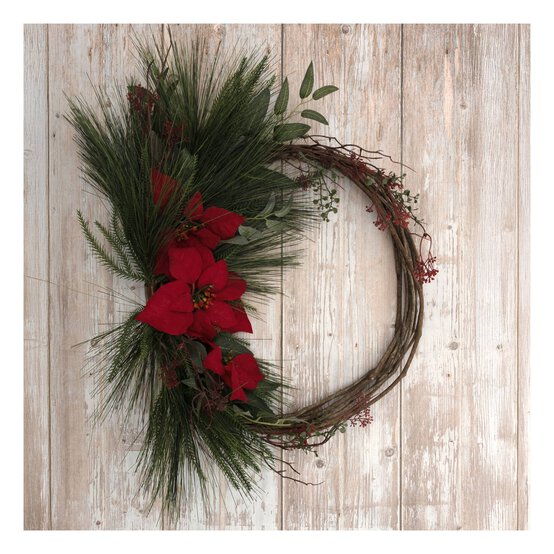 Red Poinsettia Wreath 61cm