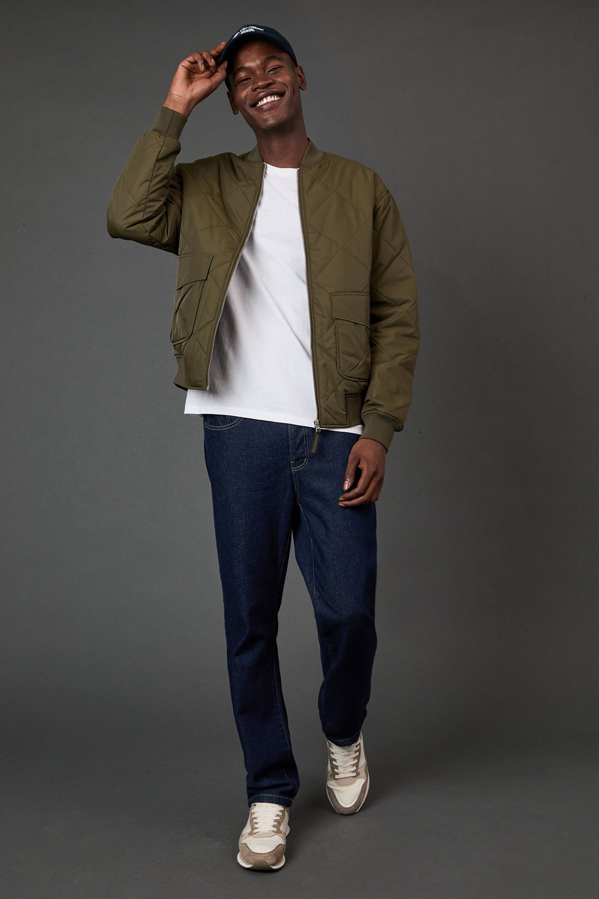 Burton Khaki Diamond Quilted Bomber Jacket
