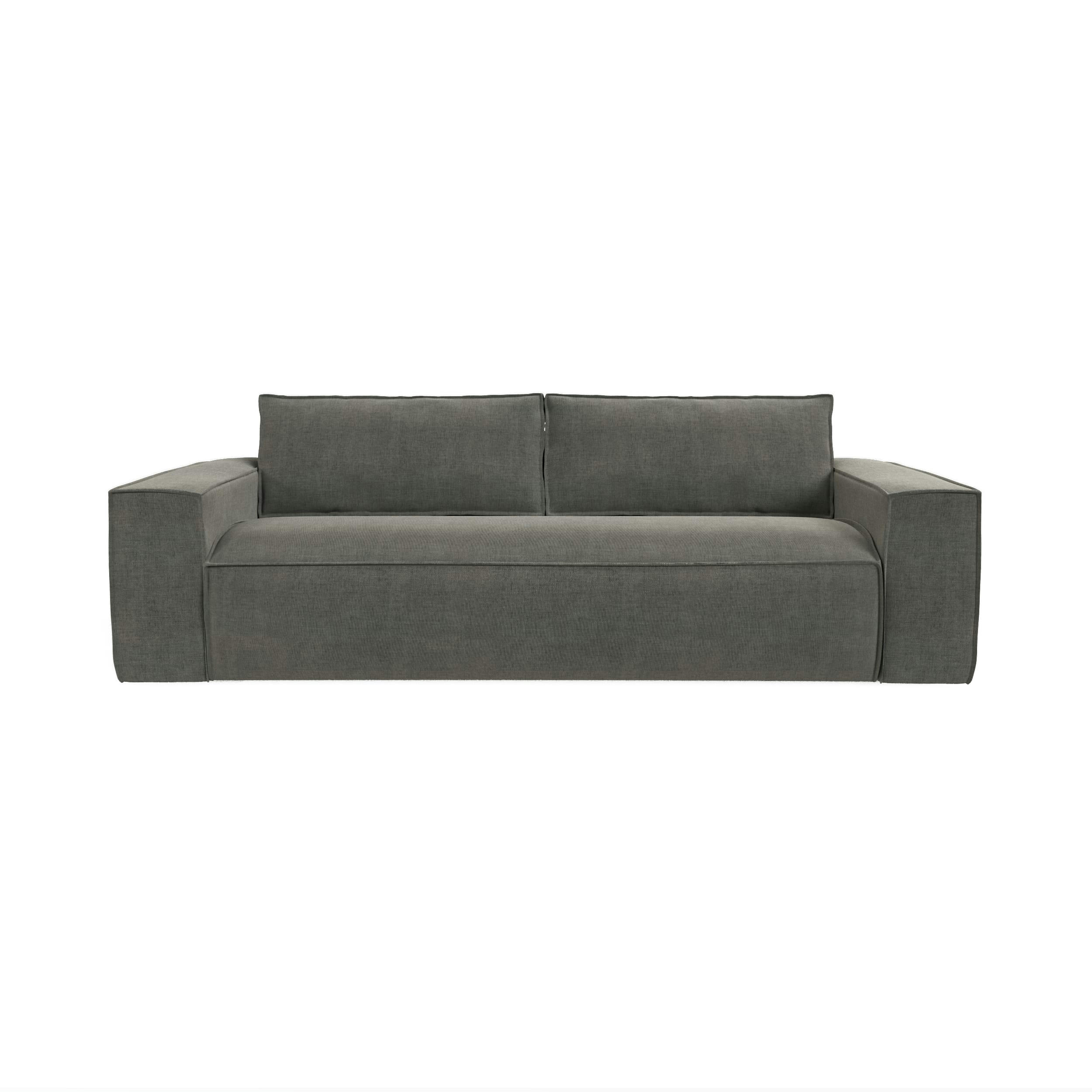 JOAN - Canapé convertible express dunlopillo velours gris graphite 160cm