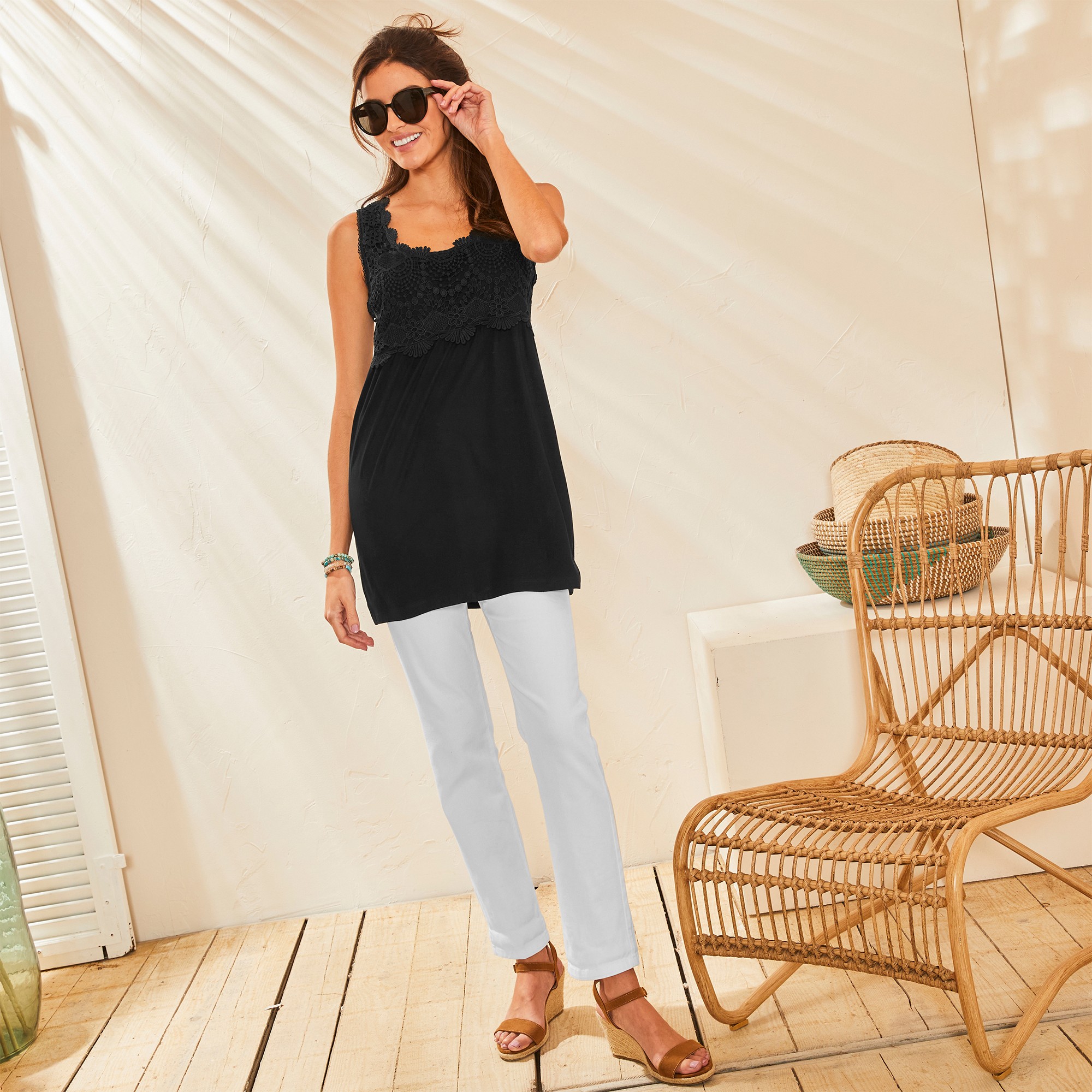 Tunique plastron macramé