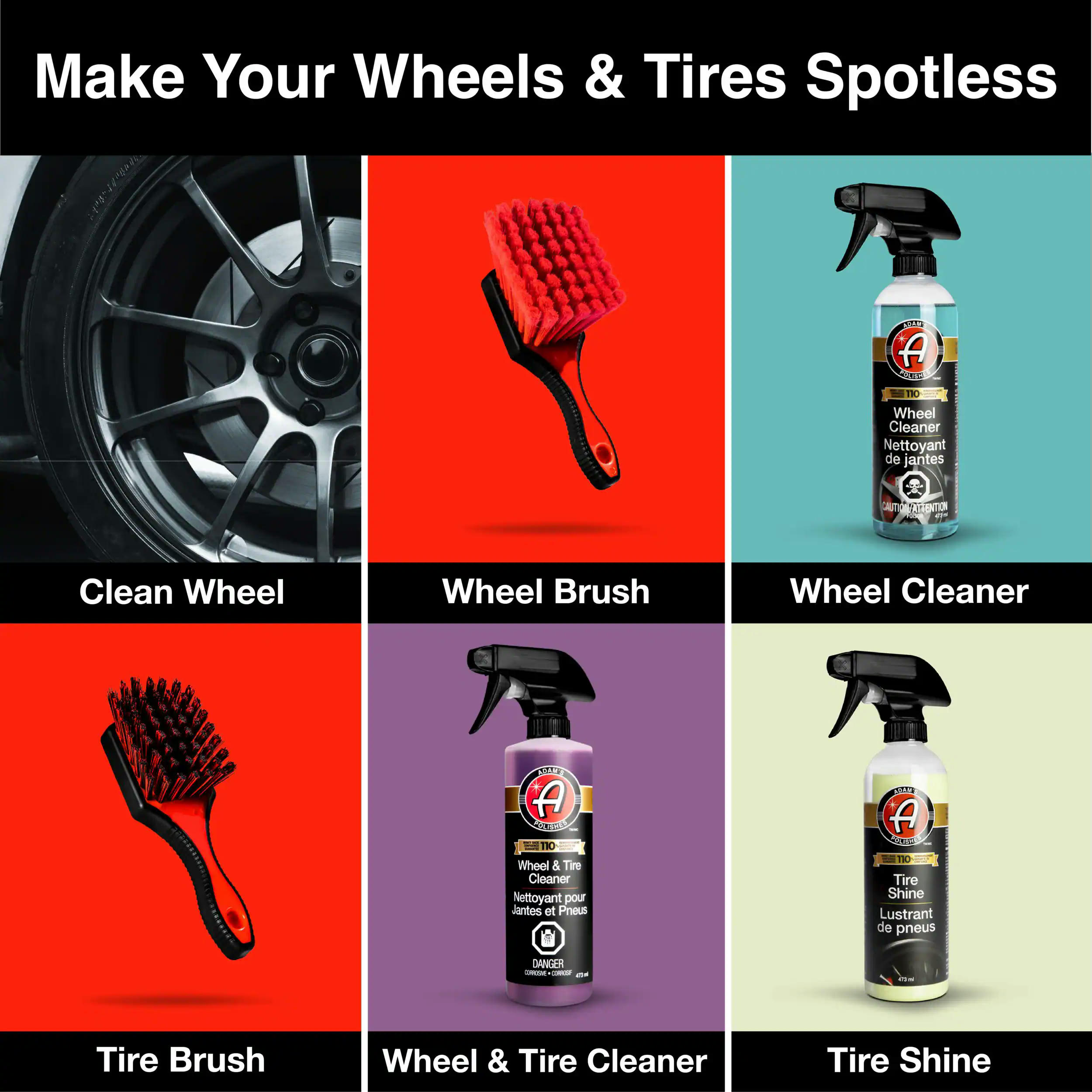 Adam's Polishes Rubberized Custom-Molded Wheel Brush w/ Dense Bristles