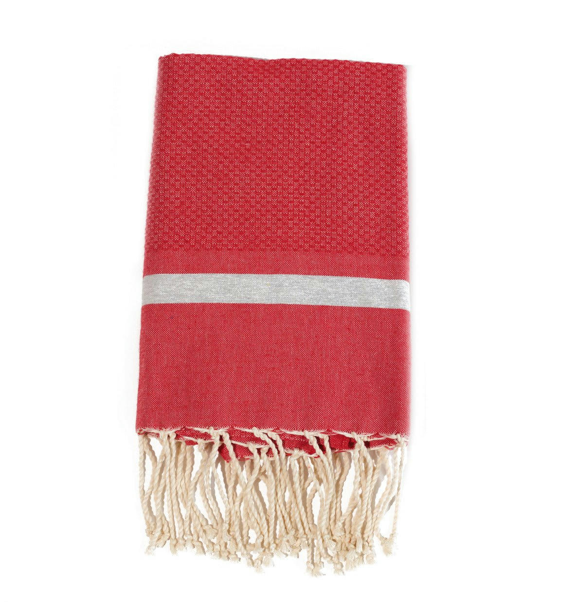 - Fouta en coton tissage nid d'abeille 100x200cm rouge