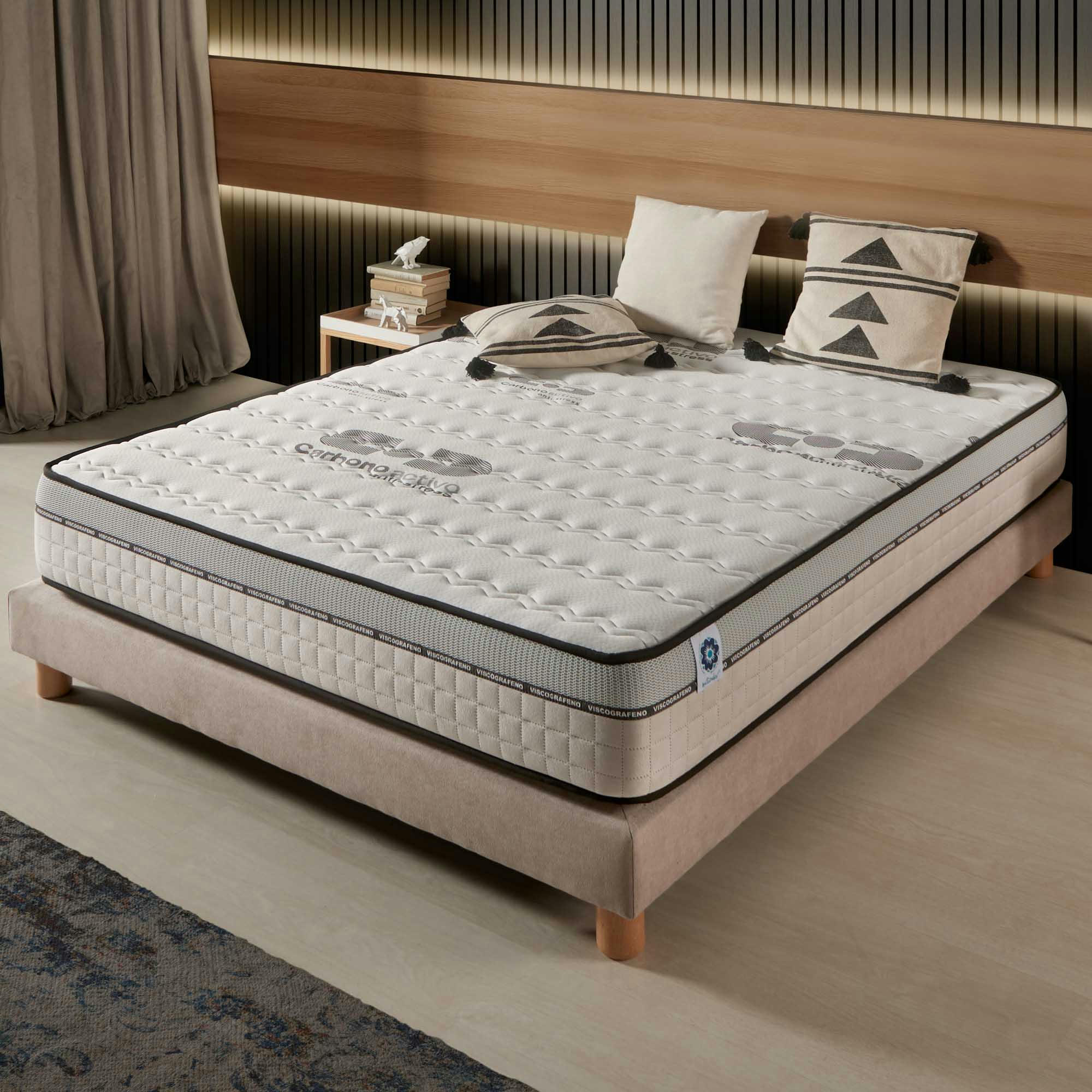 VISCO CARBONE SP - Matelas Ressorts Ensachés 160x200 - Épais 24 cm - Mi-Ferme
