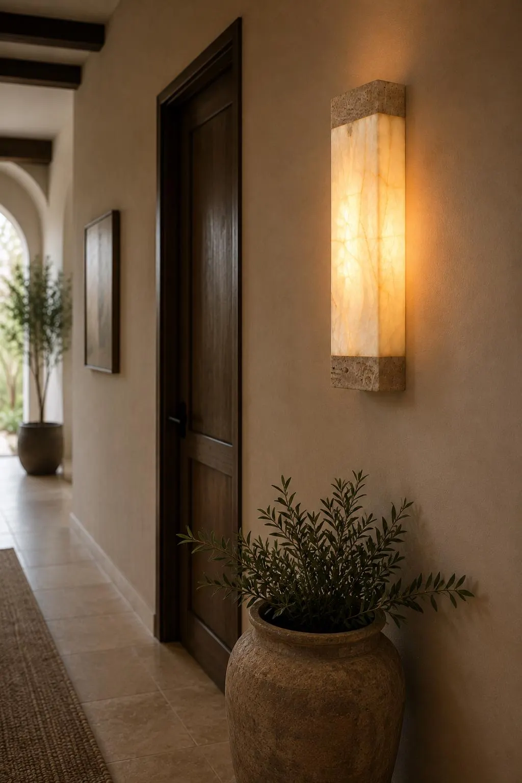 2 Handmade White Onyx Wall Sconce, Large 20” Natural Stone Light, Rectangular Modern Wall Lamp, Luxury Bathroom & Bedroom Lighting