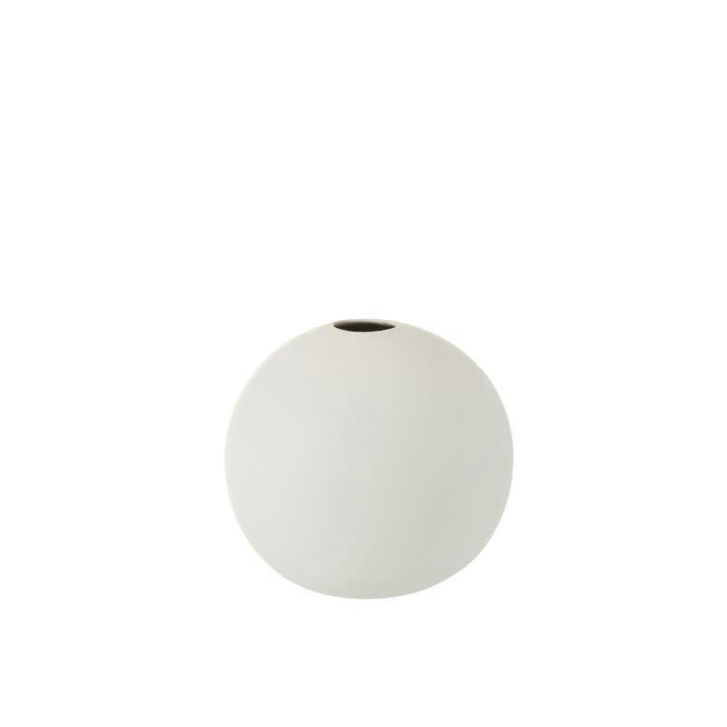 - Vase boule en céramique blanc mat D18cm