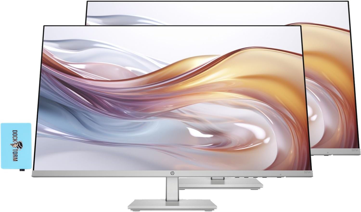 HP Series 5 527sh Monitor (Replaces M27h) 27 100Hz IPS FHD (1920x1080) 99% sRGB Display  Adjustable Height & Tilt  Flicker Free  Anti-Glare  Black/Silver w/DKZ USB Port Expander (2 Pack)