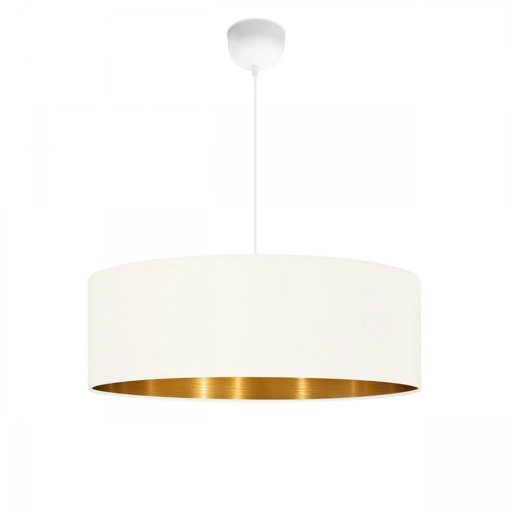 Suspension blanche contemporaine avec abat-jour doré ZURICH