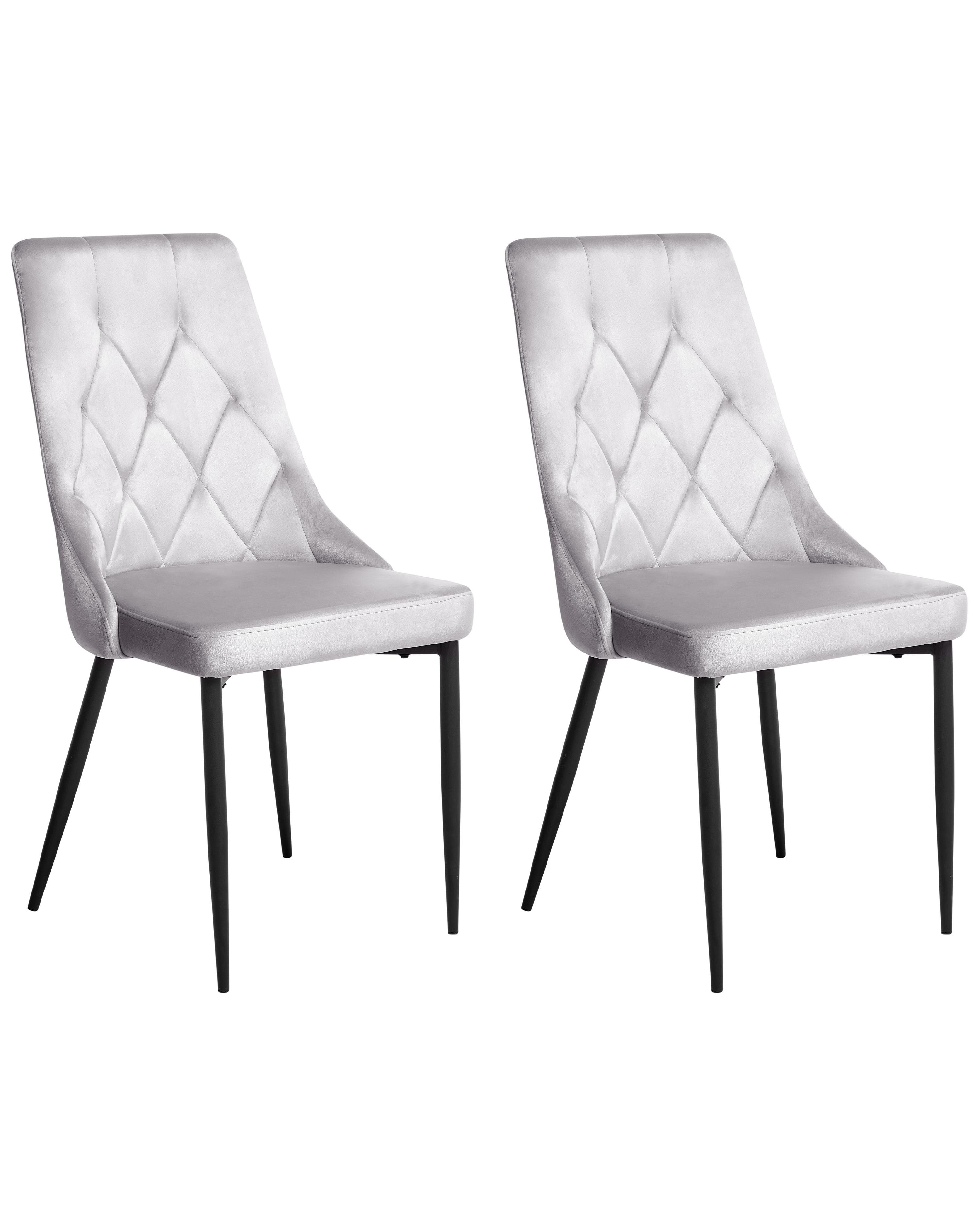 Set of 2 Dining Chairs AVENIR Velvet Light Grey