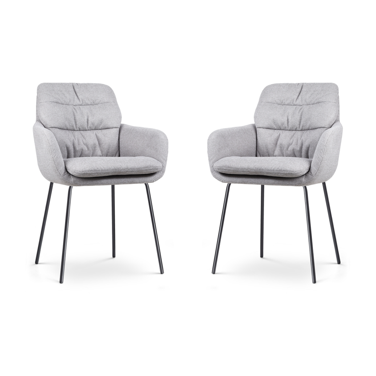 Nolon Nora-Mia Eetkamerstoelen Set van 2 - Grijs - Zwart Onderstel