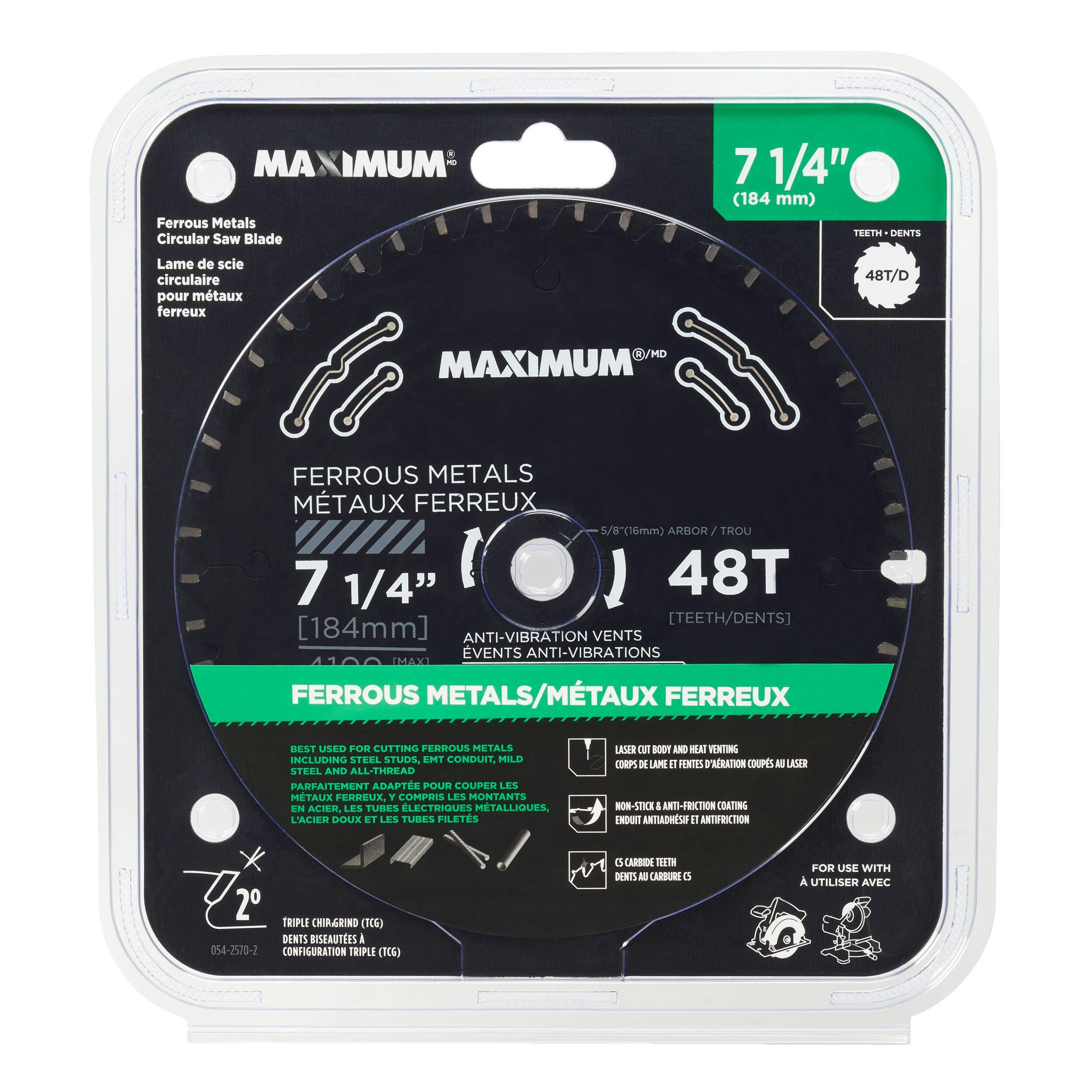 MAXIMUM 7-1/4-in 48T Carbide Tipped Circular Saw Blade for Ferrous Metal