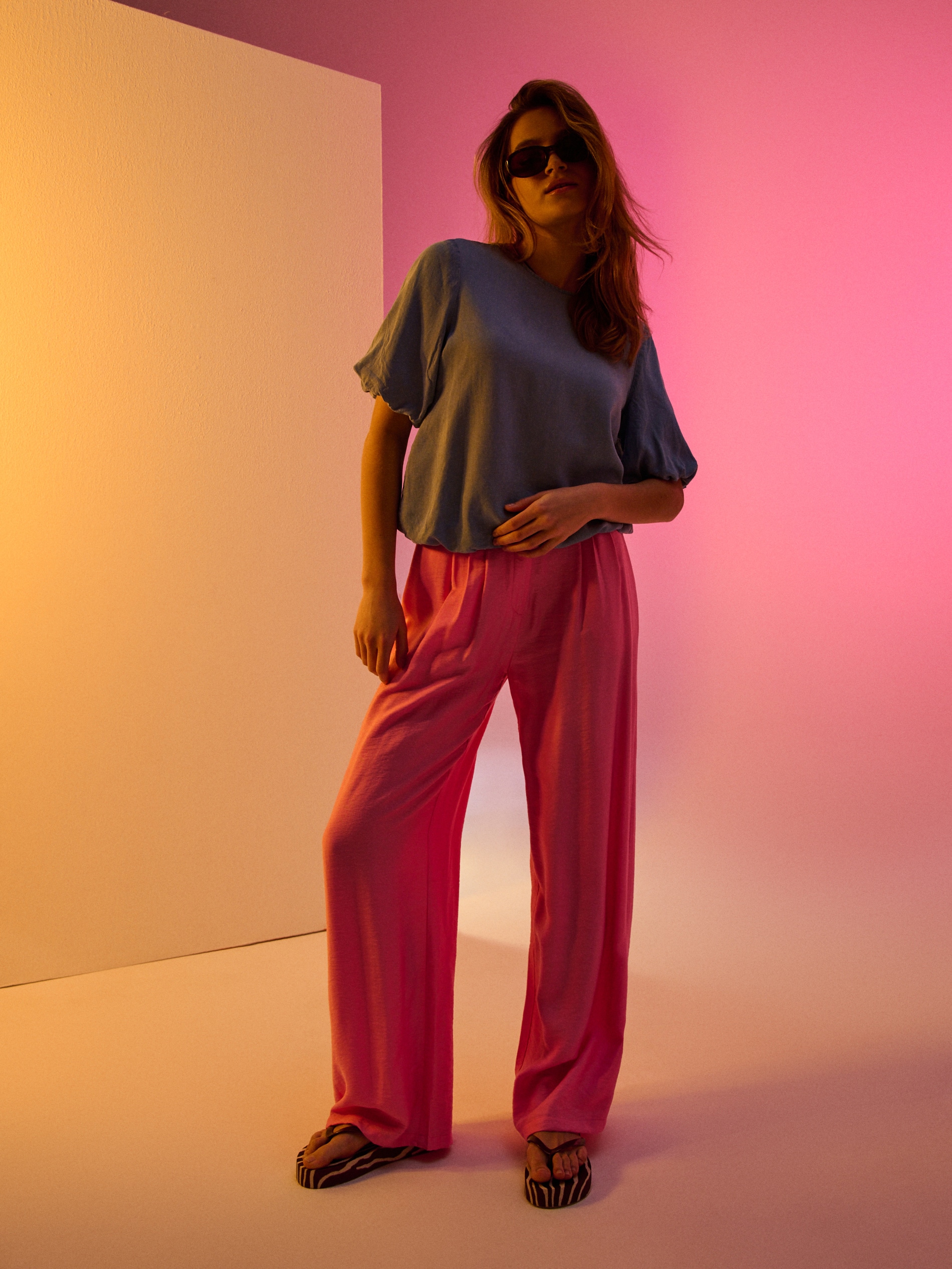 Wiskozowe spodnie wide leg