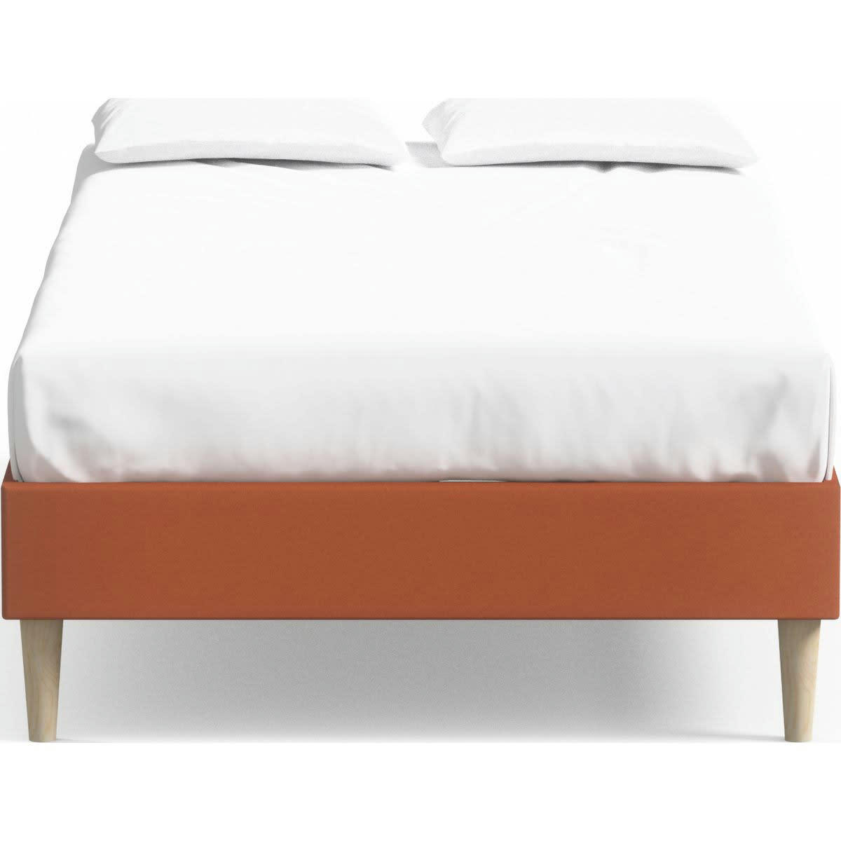 DINA - Lit adulte 90x190 cm en velours rouille