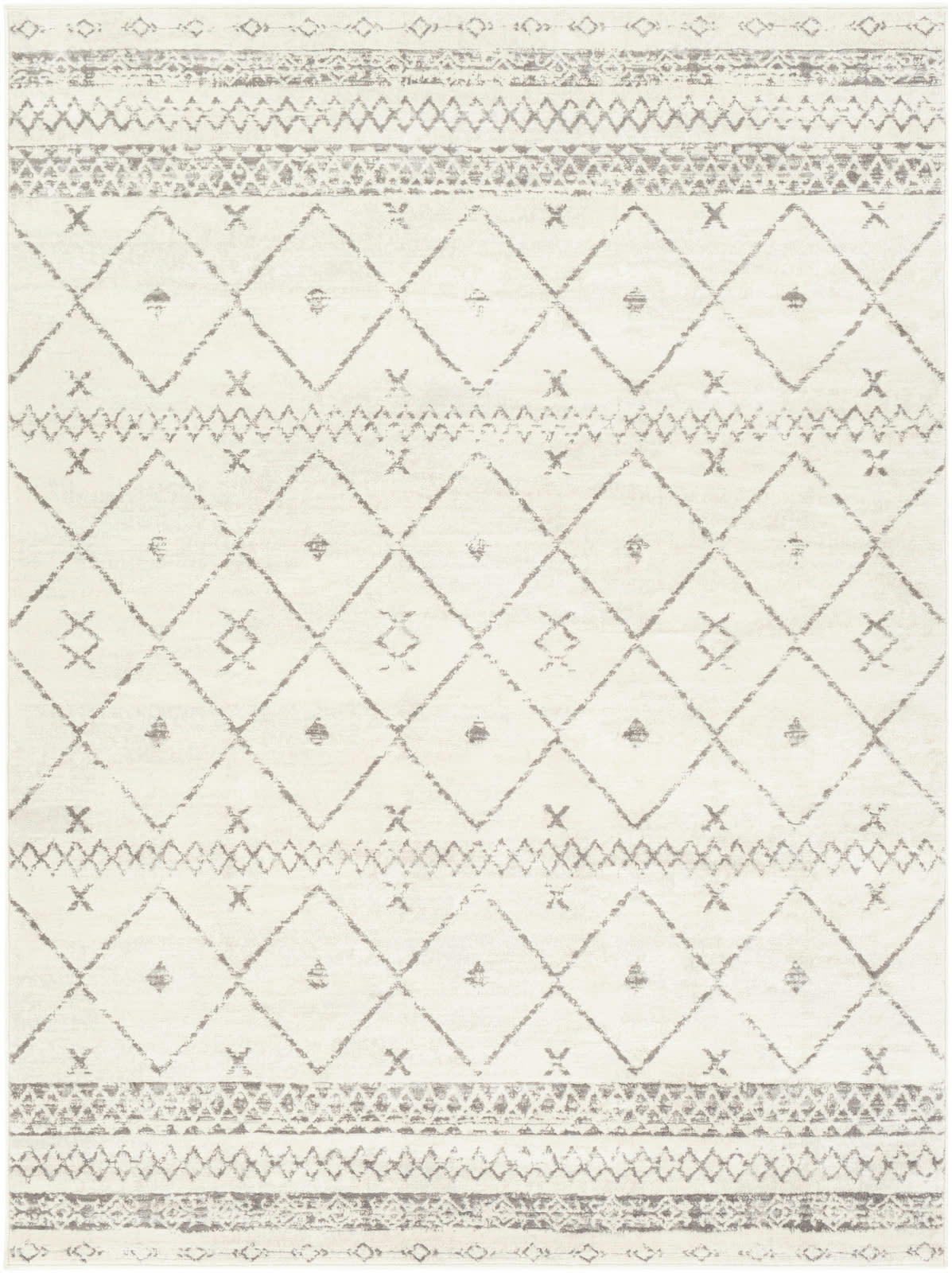 MYA - Tapis Berbère Ethnique Blanc/Gris 200x275