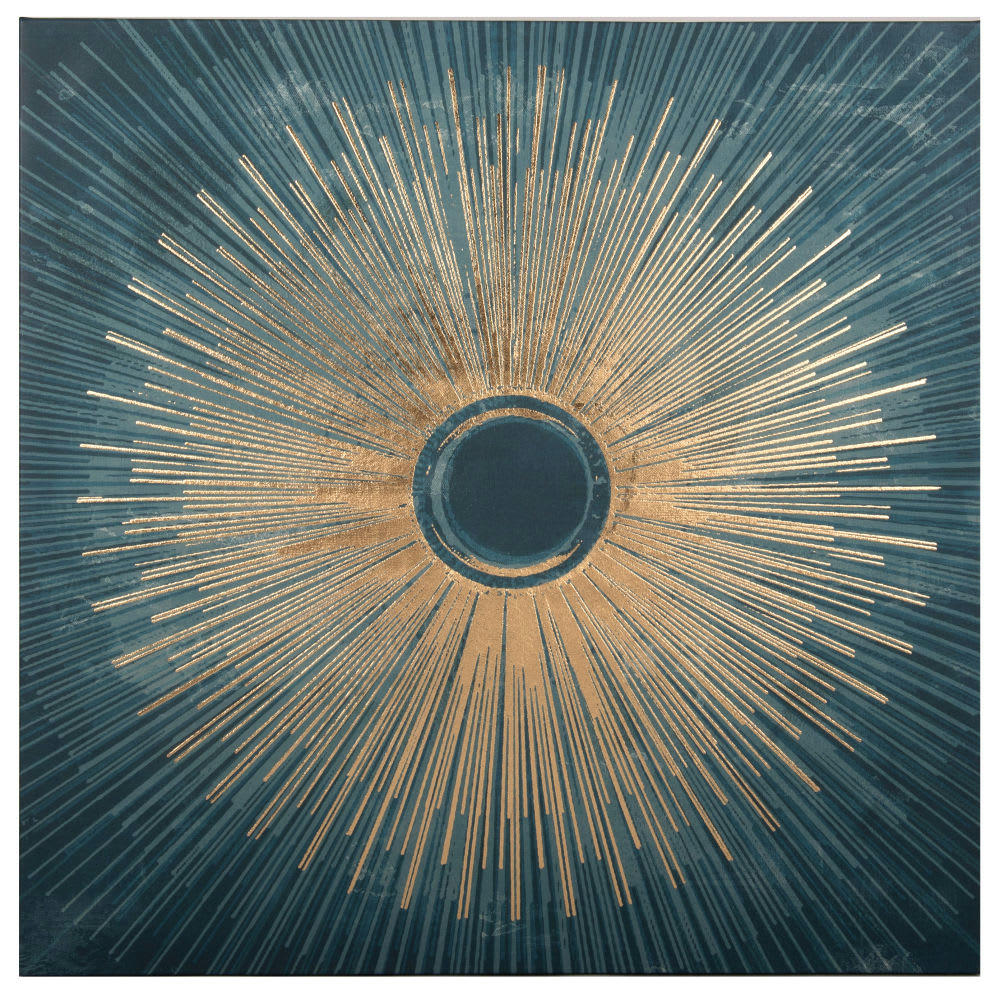 ELYPSE - Toile imprimé doré et vert 70x70