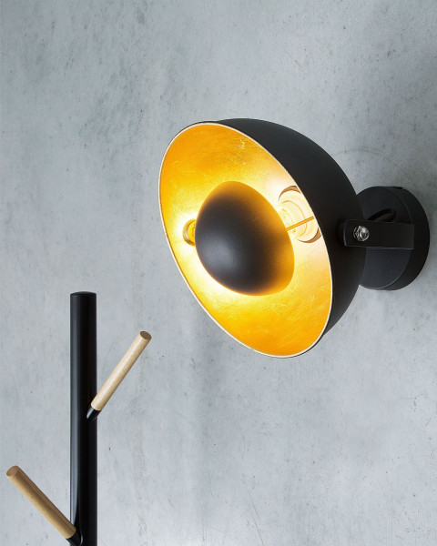 Lampa ścienna kinkiet metal czarna złota