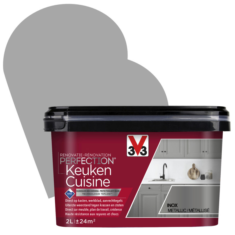 Peinture de rénovation pour cuisine Inox métallisé 2 L V33