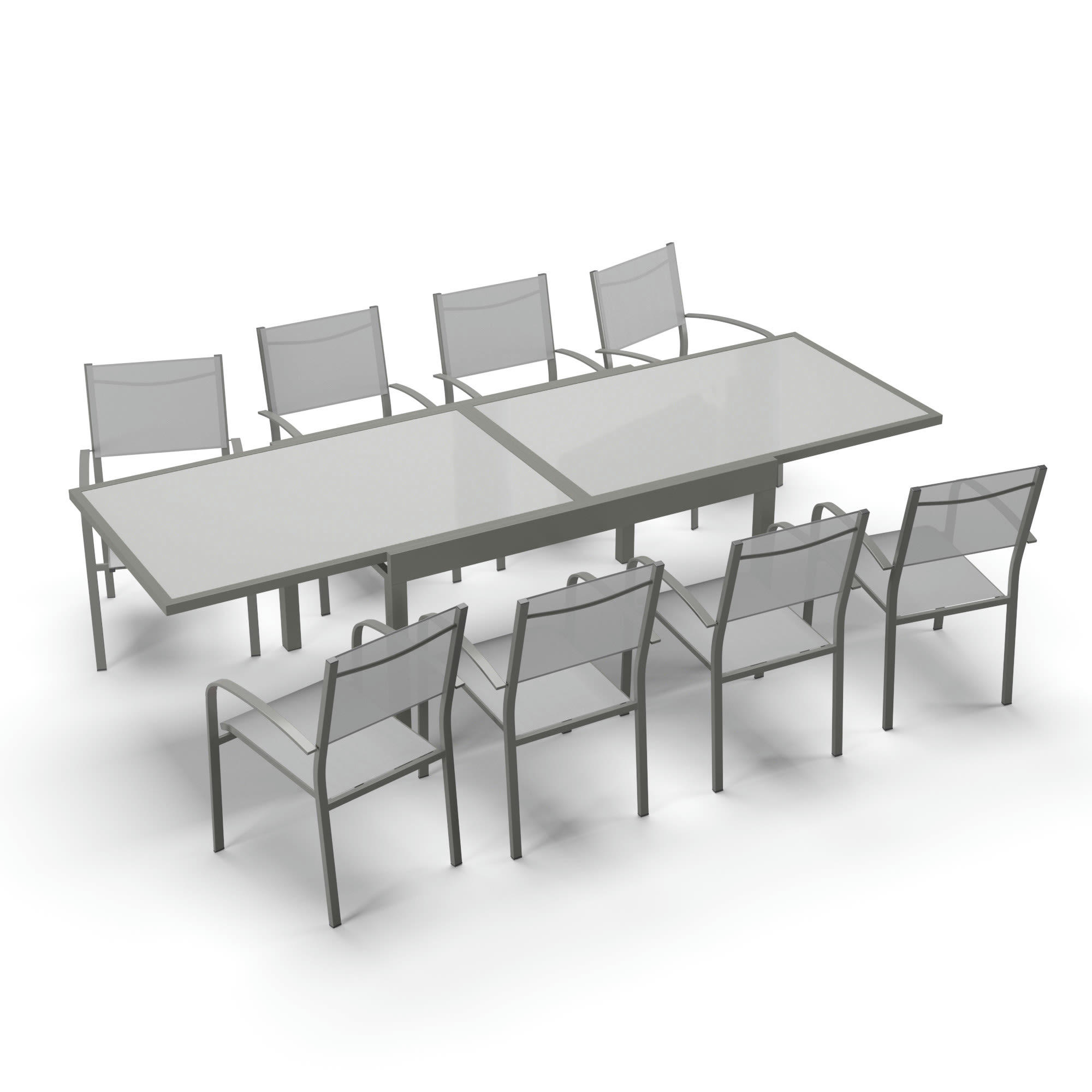 LIO 8 - Table de jardin 8 personnes en aluminium gris