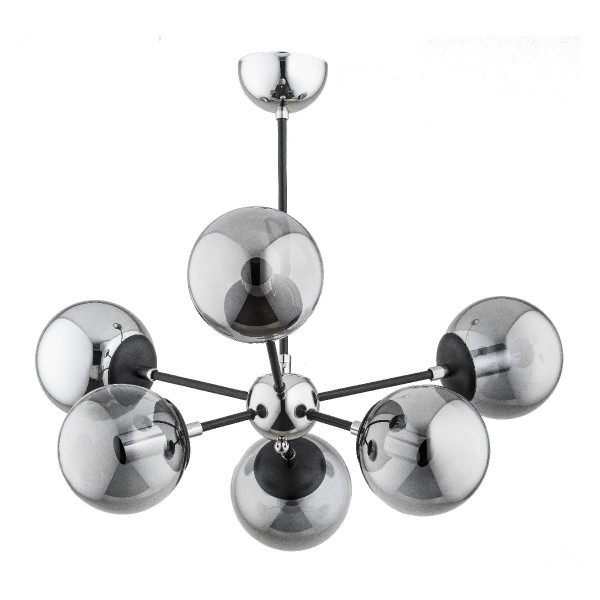 Lampa wisząca chromowana czarna-dymiona MELODY 6xE14x10W Alfa