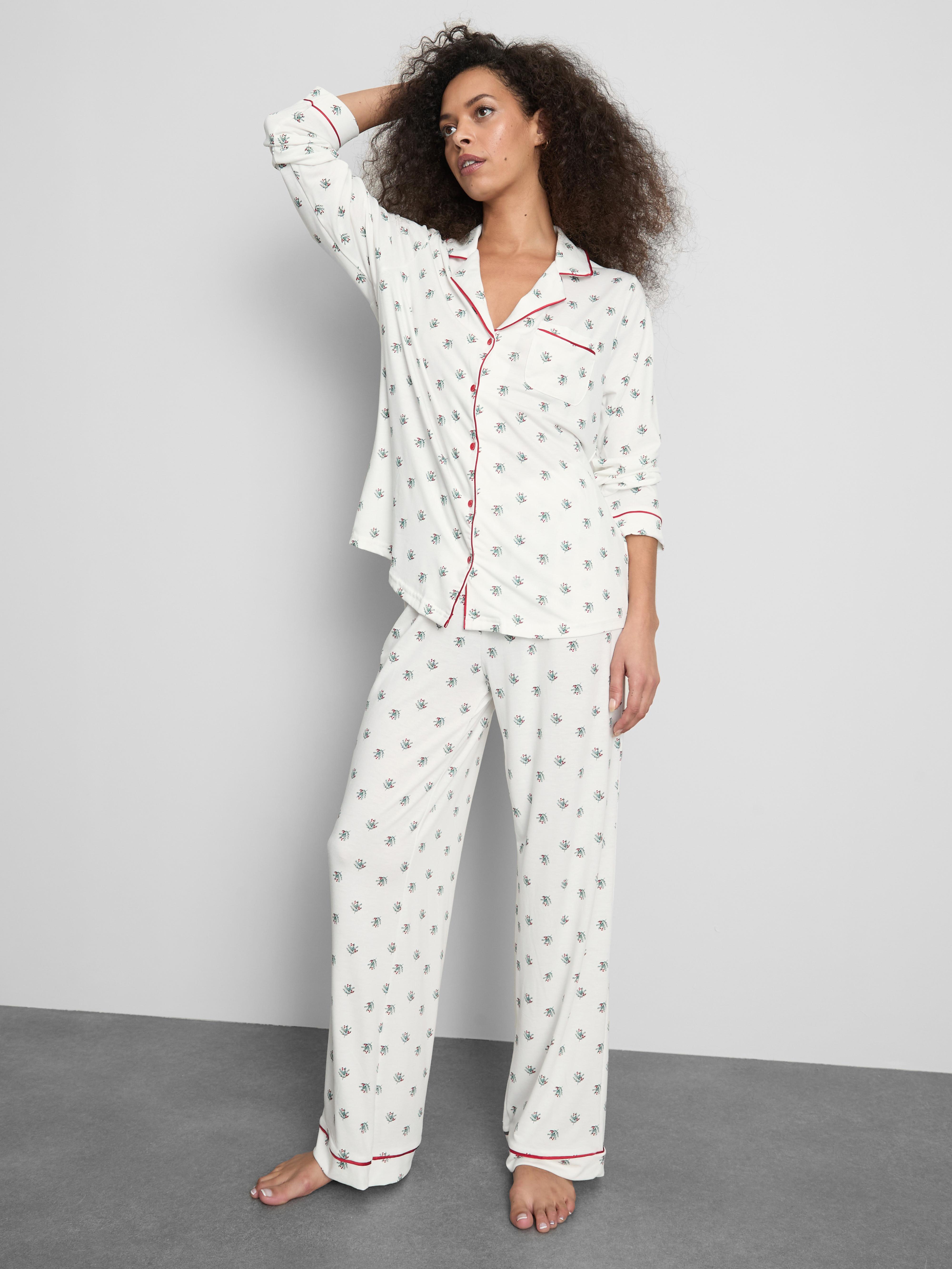 Women's Christmas Holly Family Twinning Boyfriend Pajamas