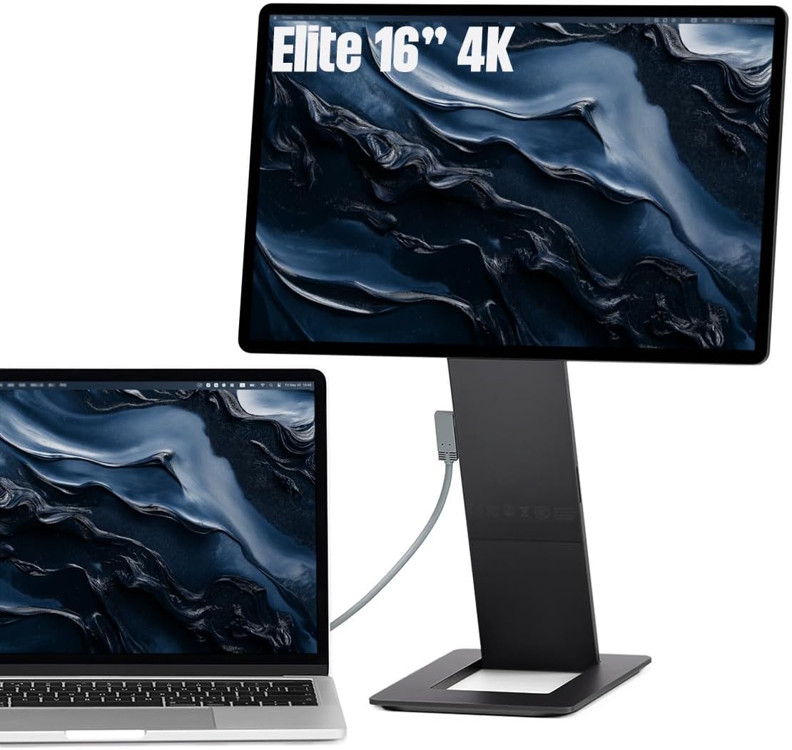 SOTSU FlipAction Elite 16 Portable Monitor | 4K |Super Compact | Pivot Rotate | 3840x2400 DCI P3 | 60Hz | 450 Nits | Full Metal CNC | Perfect Match for Mac and Windows (Space Black)