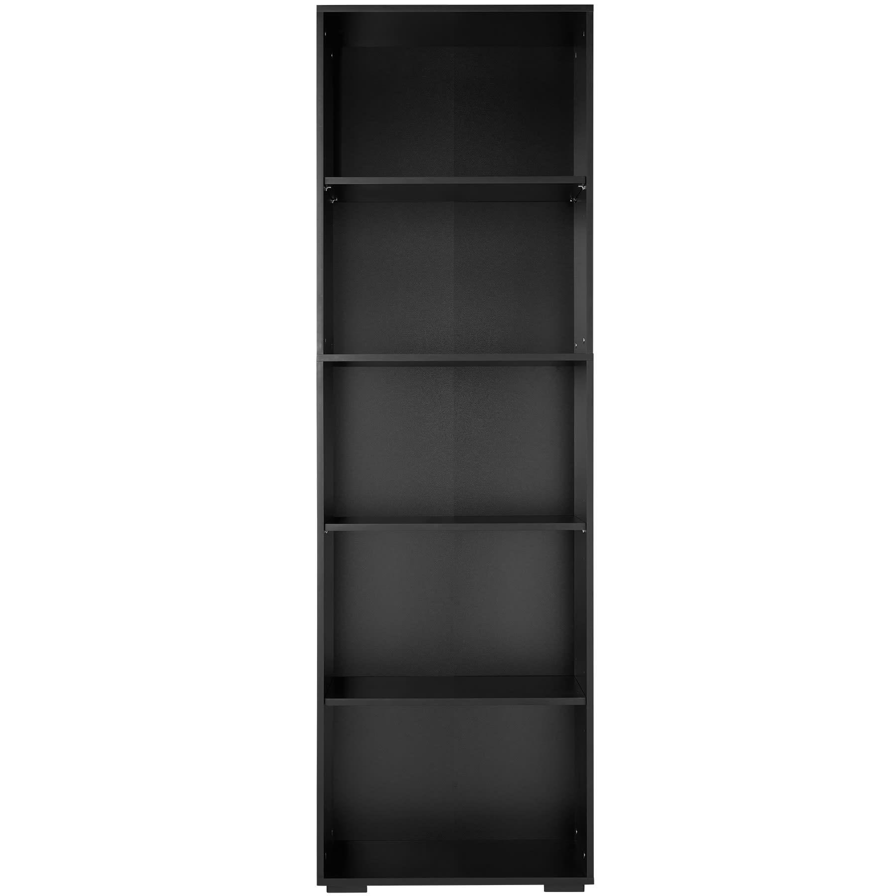 - Bibliothèque 5 étagères effet bois noir