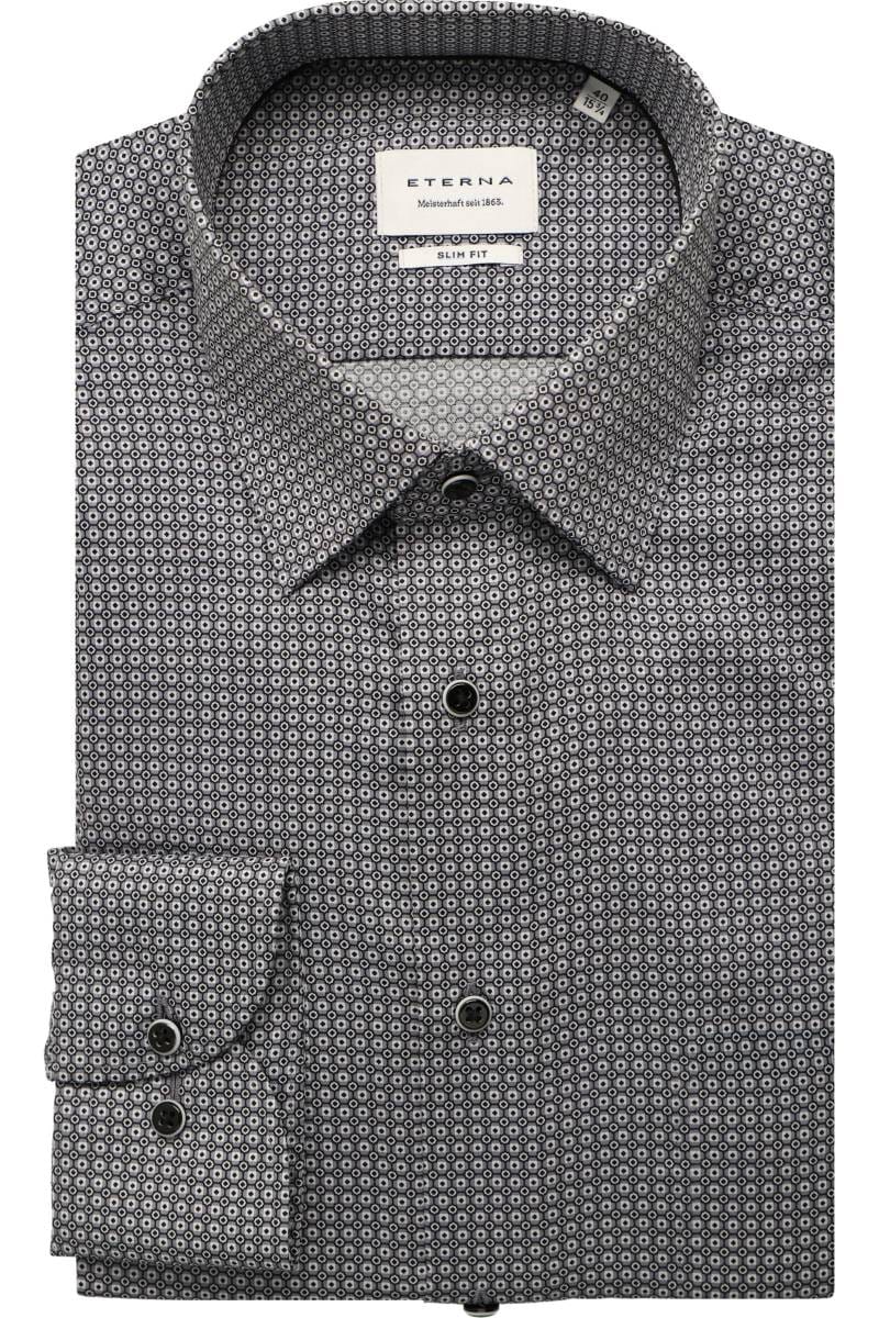 ETERNA Slim Fit Hemd grau, Bedruckt