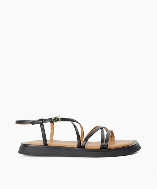 Laia Black - Padded Sole Strappy Sandals