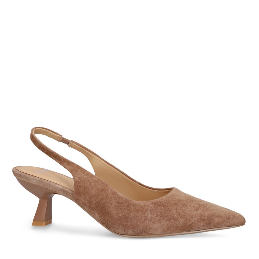 Manfield Bruine suède slingbacks