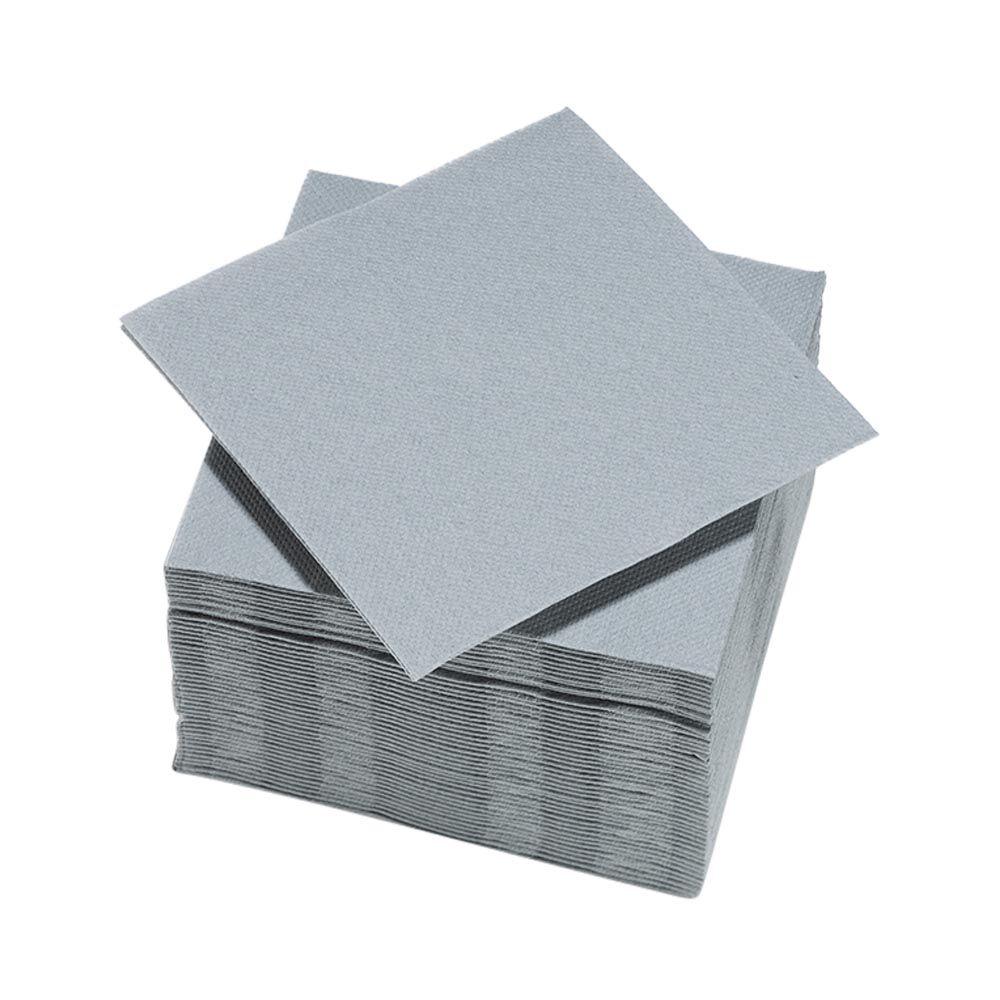 Serviette cocktail carrée gris clair 2 plis en papier x40