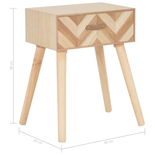 NNEVL Bedside Cabinet with Drawer 44x30x58 cm Solid Wood