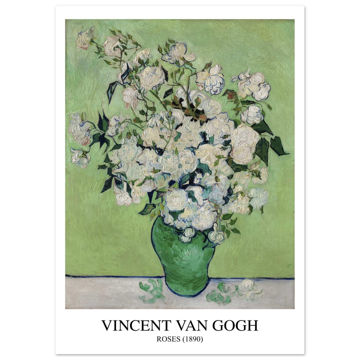 Artfulprints Poster Vincent van Gogh - Roses  - 50x70 cm - Groen