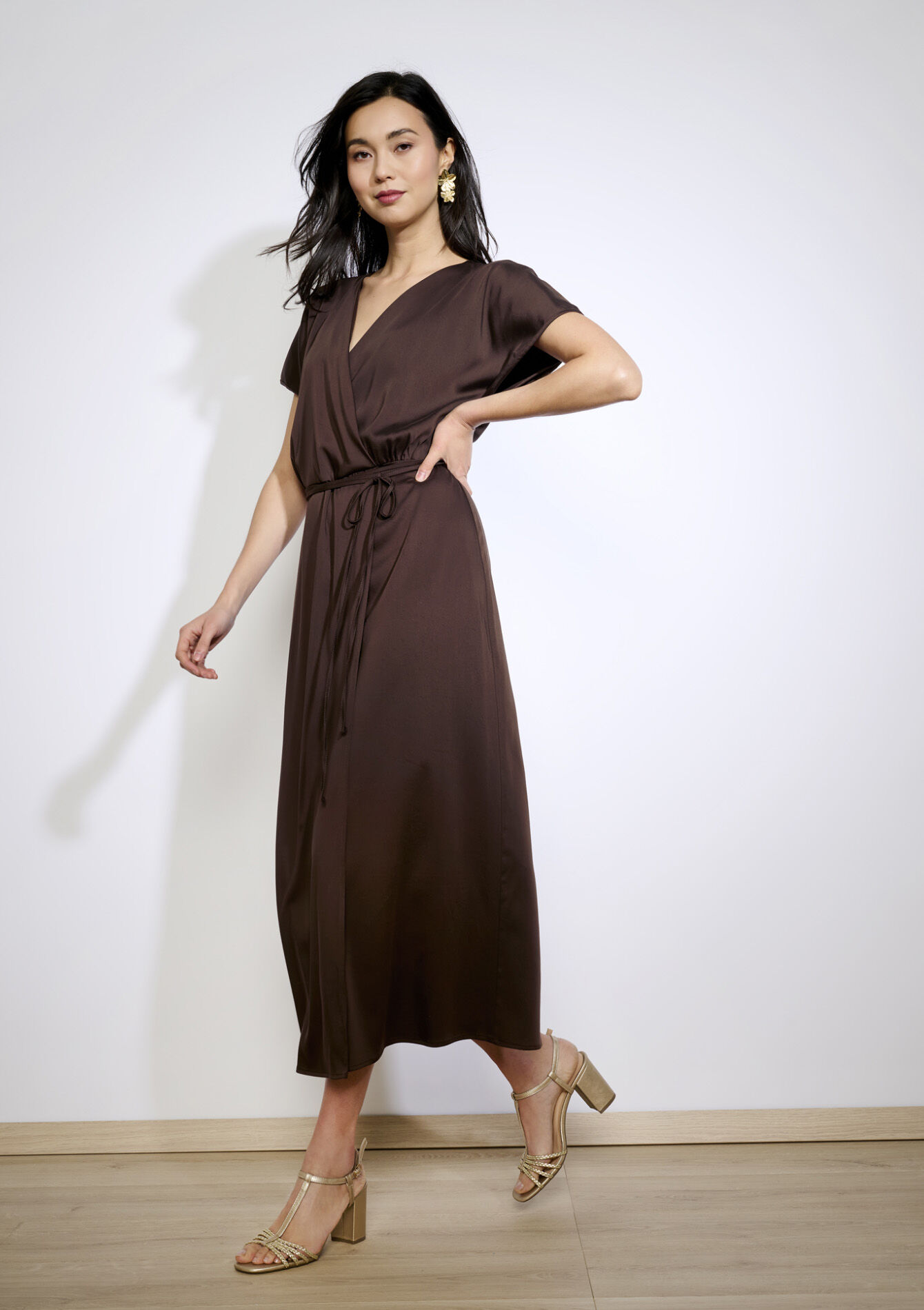 Midi-jurk met overslag